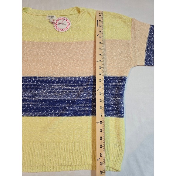UMGEE USA Striped Knit Sweater Long Sleeve OversizedTop Womens Size S Yellow New - Picture 7 of 8
